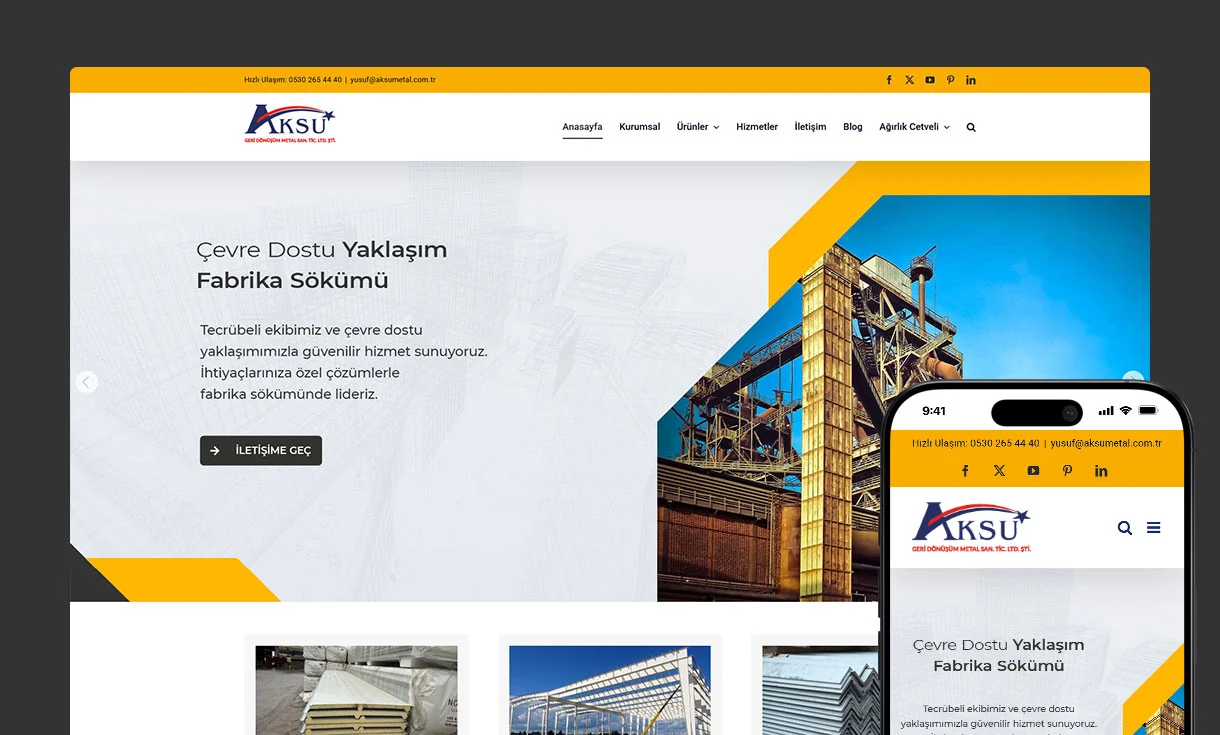 Aksu Metal Web Site Tasarımı