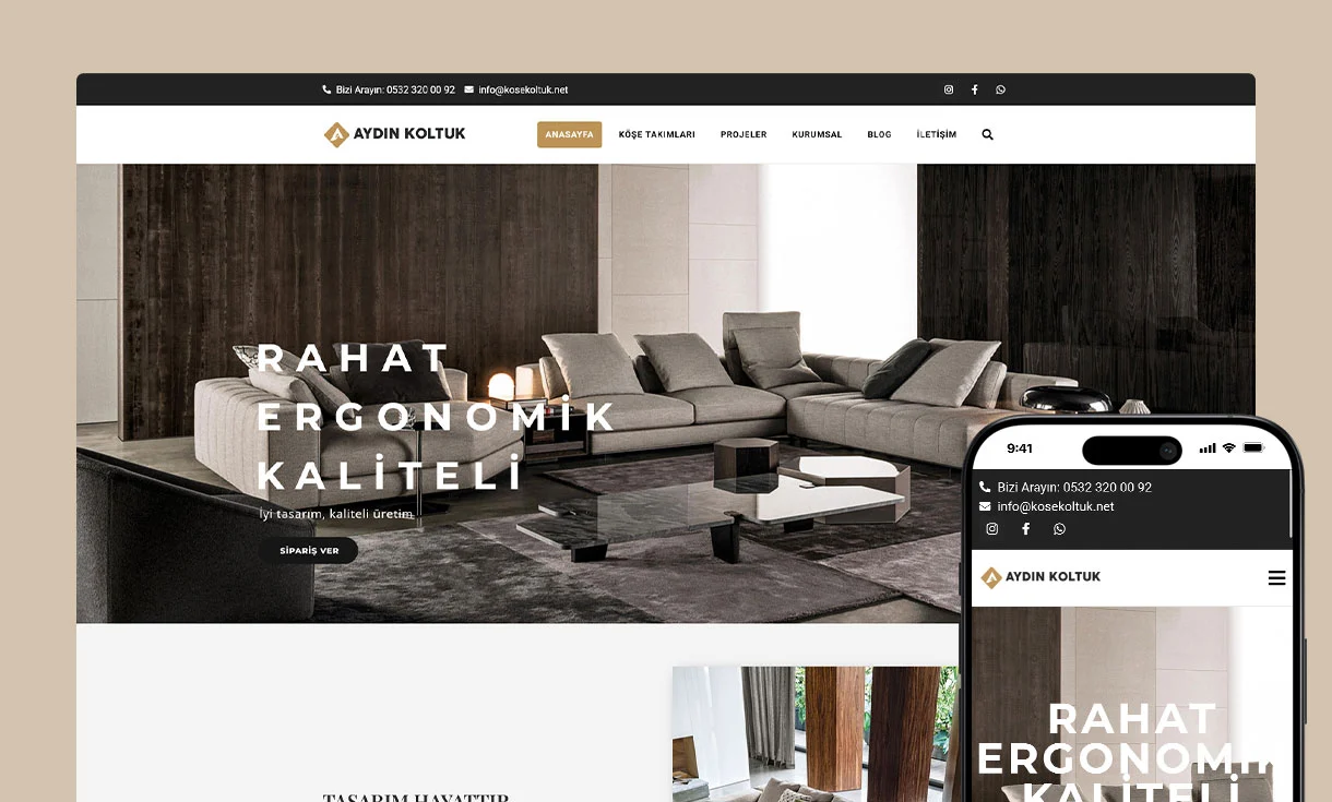 Köşe Koltuk Web Site Tasarımı