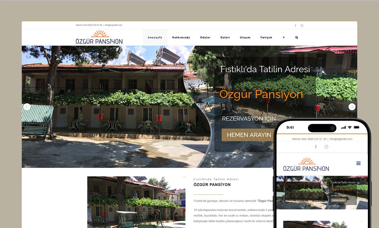 Özgür Pansiyon Fıstıklı Web Site Tasarımı