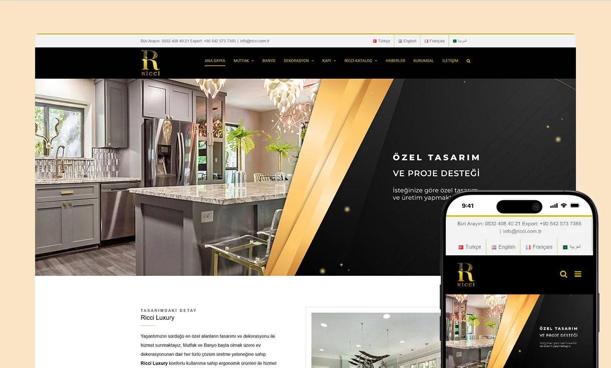 Ricci Luxury Web Site Tasarımı