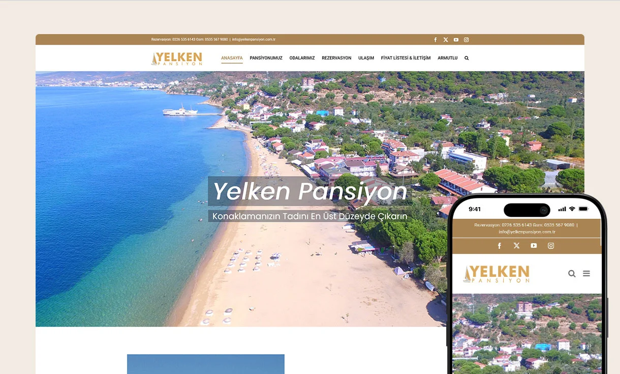 Yelken Pansiyon Armutlu Web Tasarım